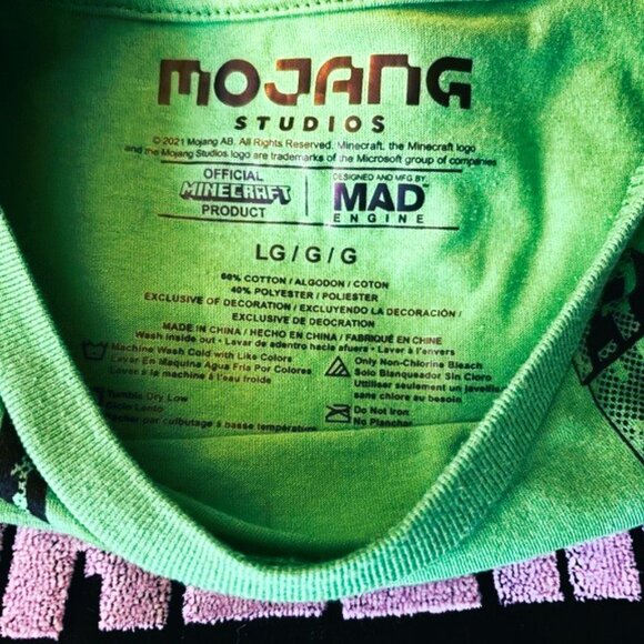 Minecraft Boys T-Shirt Bundle Youth Size Large Creeper Zombie Steve Blue + Green - Picture 7 of 12